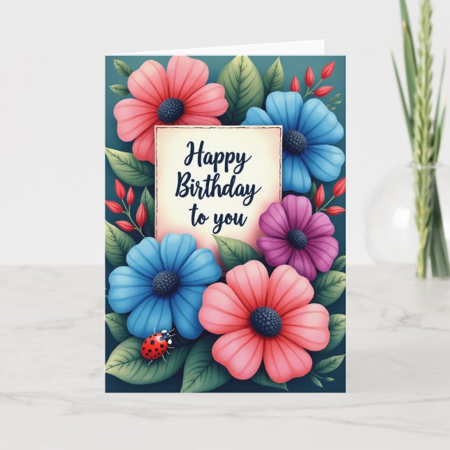 Elegant Painted Birthday Card (Front)