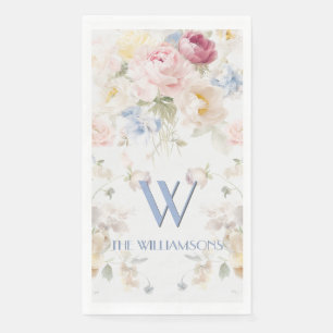 Elegant Painted Blush Rose Floral Personalized Paper Guest Towels