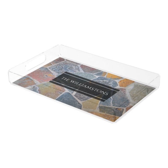 Elegant Painted Cobblestones / Decorative Stones Acrylic Tray (Angled)