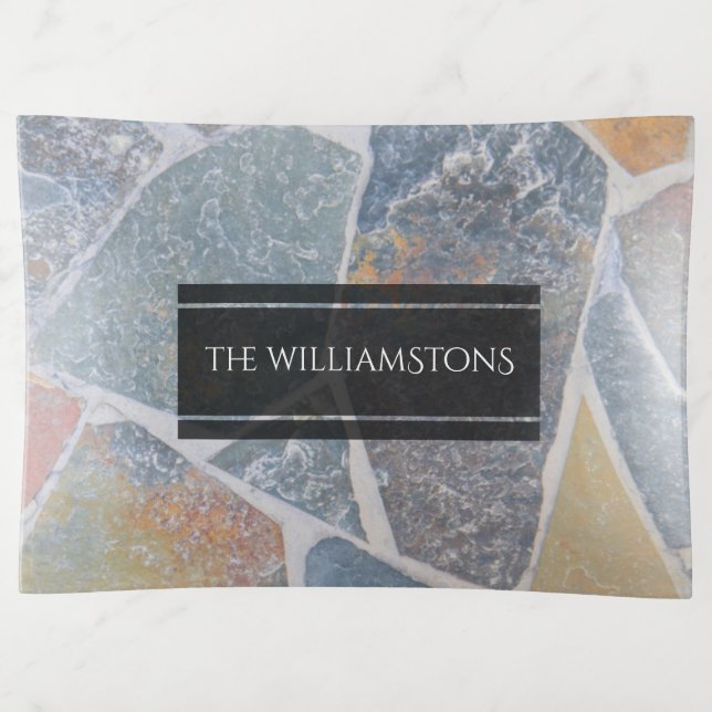 Elegant Painted Cobblestones / Decorative Stones Trinket Tray (Front)