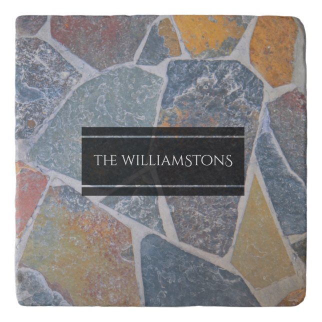Elegant Painted Cobblestones / Decorative Stones Trivet (Front)