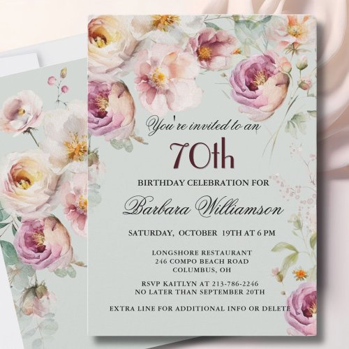 Elegant Painted Floral 70th Birthday Party