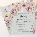 Elegant Painted Floral 80th Birthday Party Invitation<br><div class="desc">Start this special 80th birthday celebration in a elegant style with this beautifully feminine gentle floral invitation with watercolor mixed wildflowers and trailing greenery. All of the text can be personalized for your party including the guest of honor's age. If you have any special requests or require design assistance, just...</div>