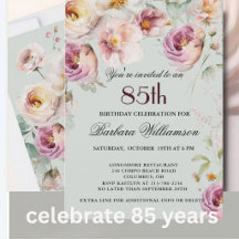 Elegant Painted Floral 85th Birthday Party