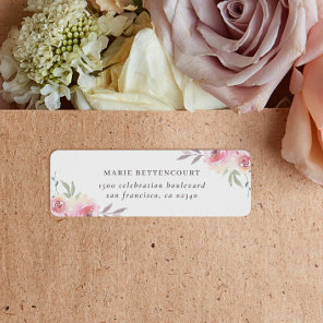 Elegant Painted Floral Custom Name Return Address Label