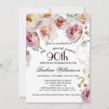 Elegant Painted Floral Surprise 90th Birthday 