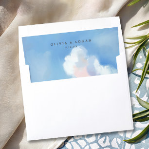 Elegant Painted Landscape Blue Sky Clouds Wedding Envelope Liner