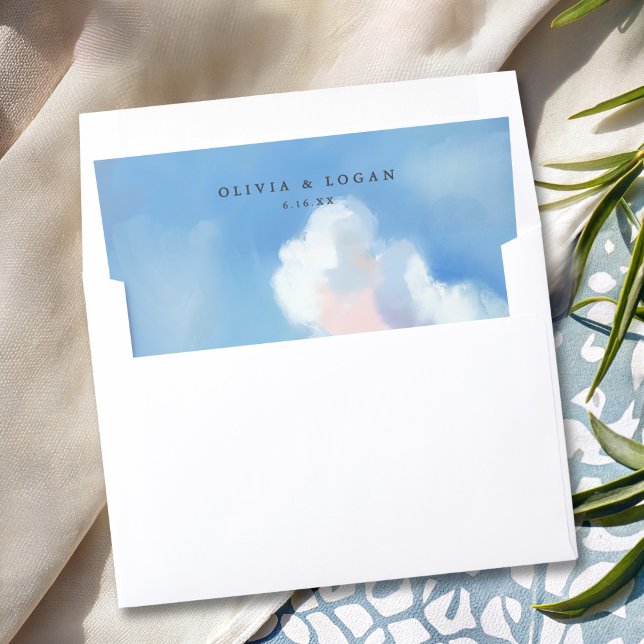Elegant Painted Landscape Blue Sky Clouds Wedding Envelope Liner (Creator Uploaded)