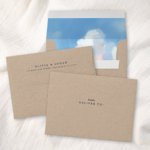 Elegant Painted Landscape Brown Kraft Wedding Envelope