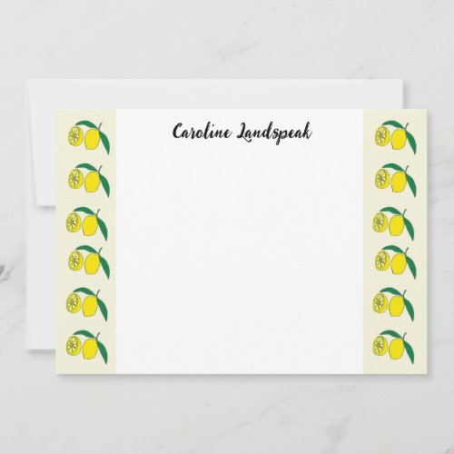 Elegant Painted Lemons Monogrammed Note Card