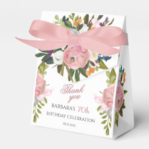 Elegant Painted Pink Floral 70th birthday favors Favor Boxes