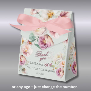 Elegant Painted Pink Floral 80th birthday Favor Boxes