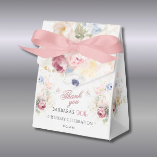 Elegant Painted Pink Floral 90th birthday Favor Boxes