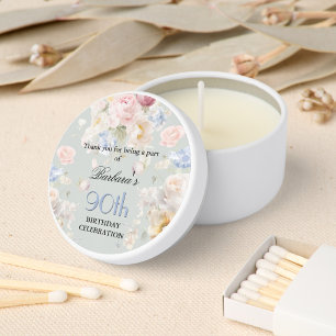Elegant Painted Rose Floral 90th Birthday Mini Candle Favors
