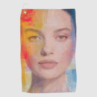 Elegant Painterly Face Illustration Golf Towel