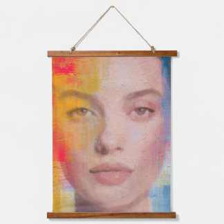 Elegant Painterly Face Illustration Hanging Tapestry