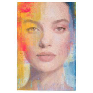 Elegant Painterly Face Illustration Metal Print