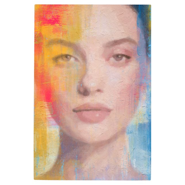 Elegant Painterly Face Illustration Metal Print (Front)
