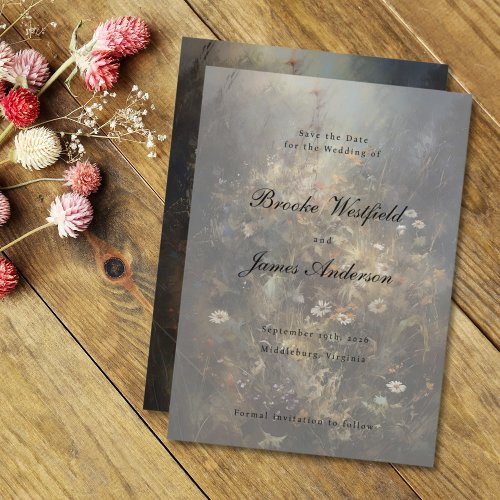 Elegant Painterly Script Fall Wildflowers Wedding Save The Date