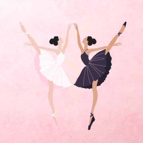 Elegant Pair of Dancing Ballerinas Dance Studio Wall Decal