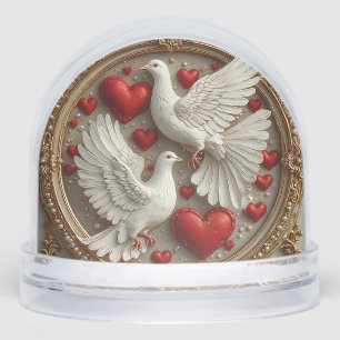 Elegant Pair of Doves Symbolizing Love and Unity Snow Globe
