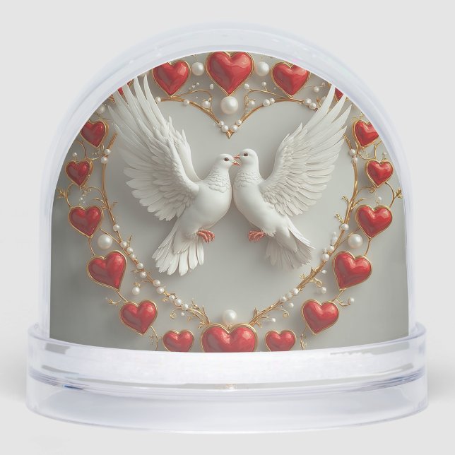 Elegant Pair of Doves Symbolizing Love and Unity Snow Globe (Front)