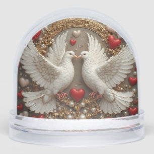 Elegant Pair of Doves Symbolizing Love and Unity Snow Globe