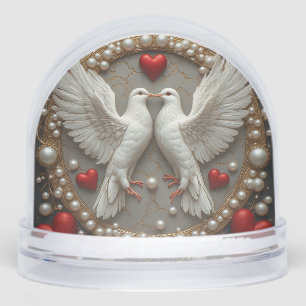 Elegant Pair of Doves Symbolizing Love and Unity Snow Globe