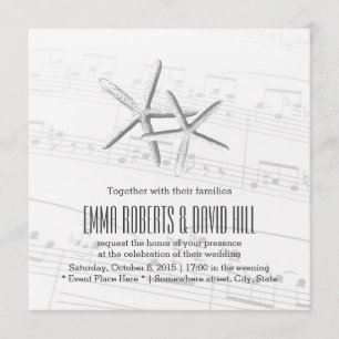 Elegant Pair of Starfish Musical Wedding Invitation