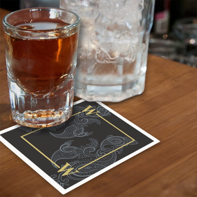 Elegant Paisley Monogram Initial Napkins (Creator Uploaded)