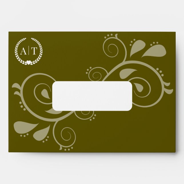 Elegant Paisley Monogram with Return Address Envelope (Front)