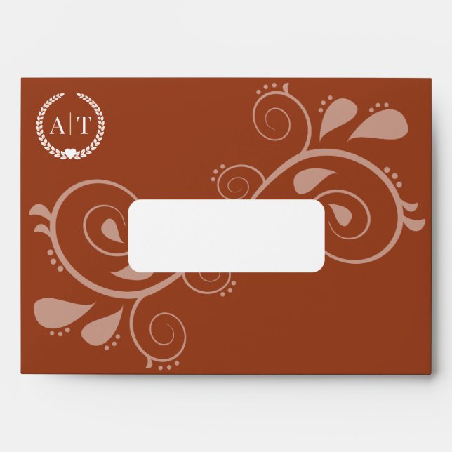 Elegant Paisley Monogram with Return Address Envelope (Front)
