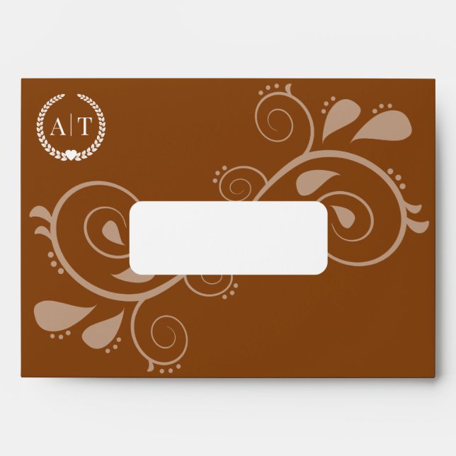 Elegant Paisley Monogram with Return Address Envelope (Front)