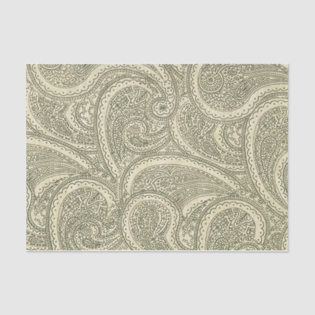 Elegant Paisley Ornate intricate black and white Tissue Paper (Front)
