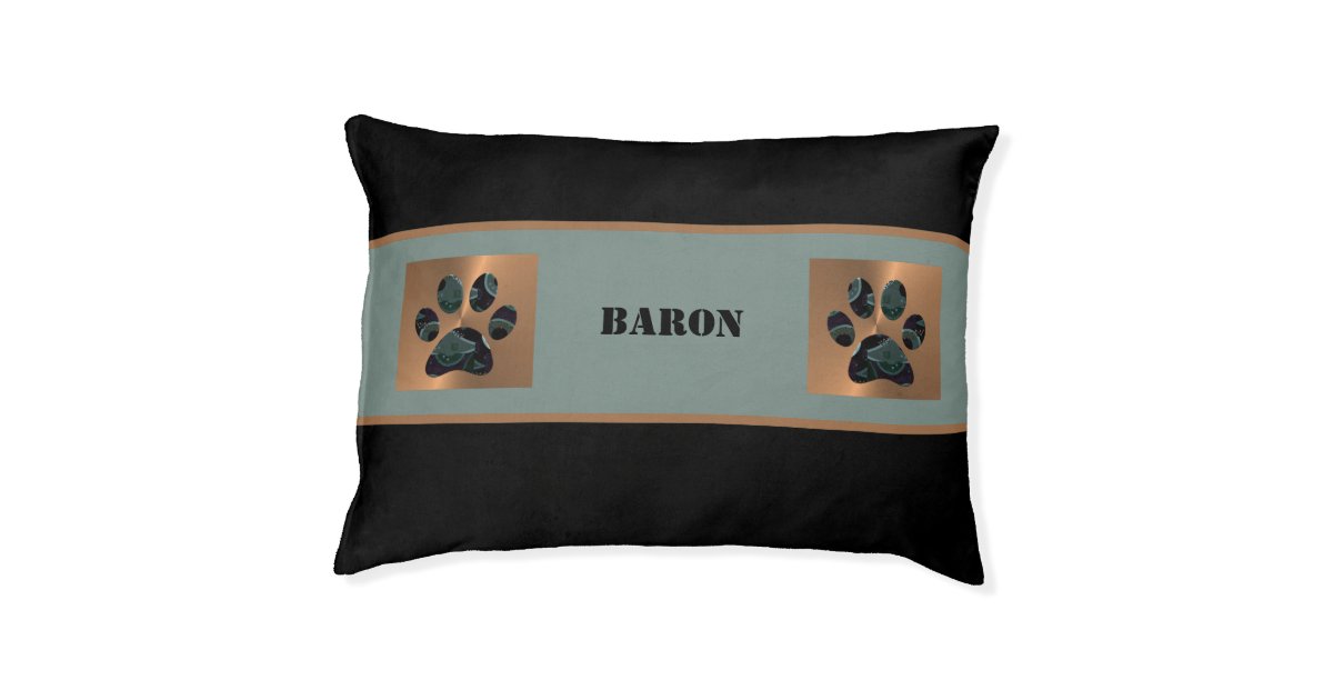 Elegant Paisley Paw Print Black/Copper Dog Bed Zazzle