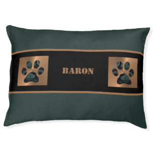Elegant Paisley Paw Print Black/Copper Dog Bed