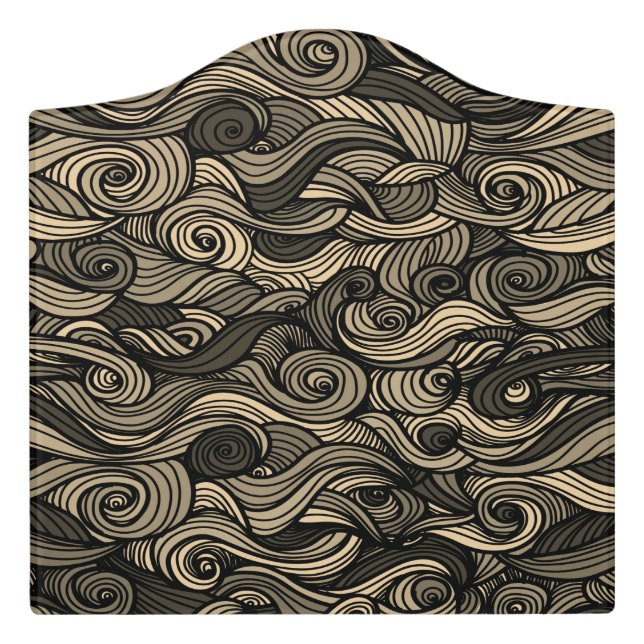 Elegant Paisley Wave Pattern Door Sign (Large Crest Front)
