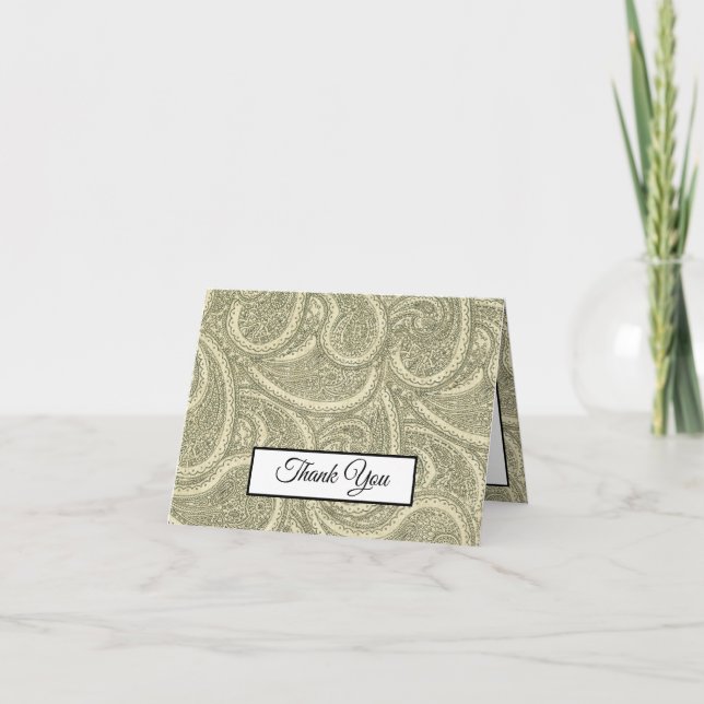 elegant paisley whimsical botanical lace thank you (Front)