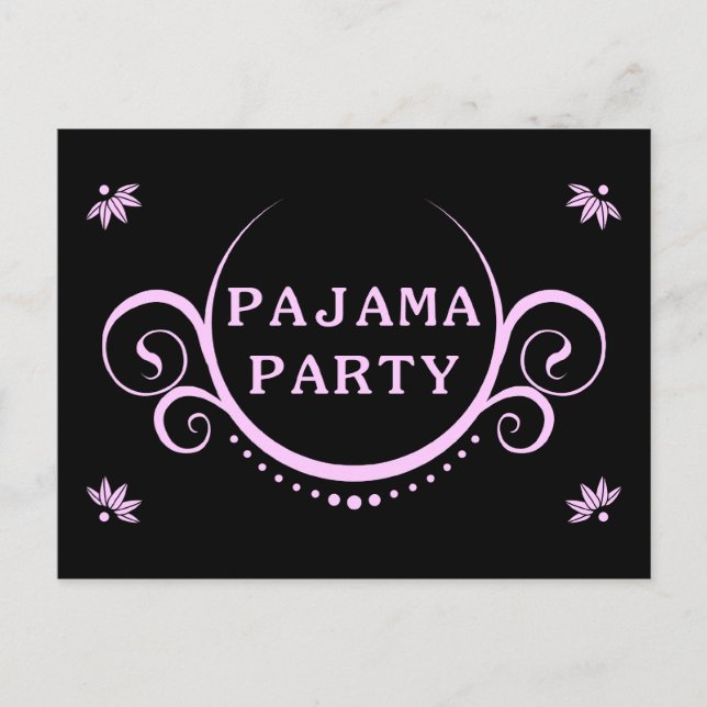 elegant pajama party invitation postcard (Front)