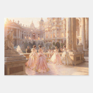 Elegant Palace Ball Vintage Oil Painting Art Print Wrapping Paper Sheets
