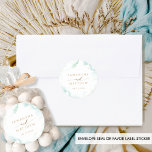 Elegant Pale Blue and Green Watercolor Wedding Classic Round Sticker<br><div class="desc">Elegant envelope seal or favor sticker with delicate watercolor stains in  turquoise,  aqua,  dusty blue and soft green hues. Gold decorative accents. Part of our "Airy Blue and Green Watercolor" collection with variety of coordinating products.</div>