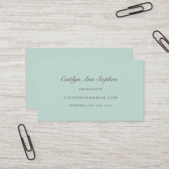 Elegant Pale Blue Business Card (Front/Back In Situ)