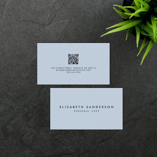 Elegant Pale Blue Luxury Minimal QR CODE Business Card