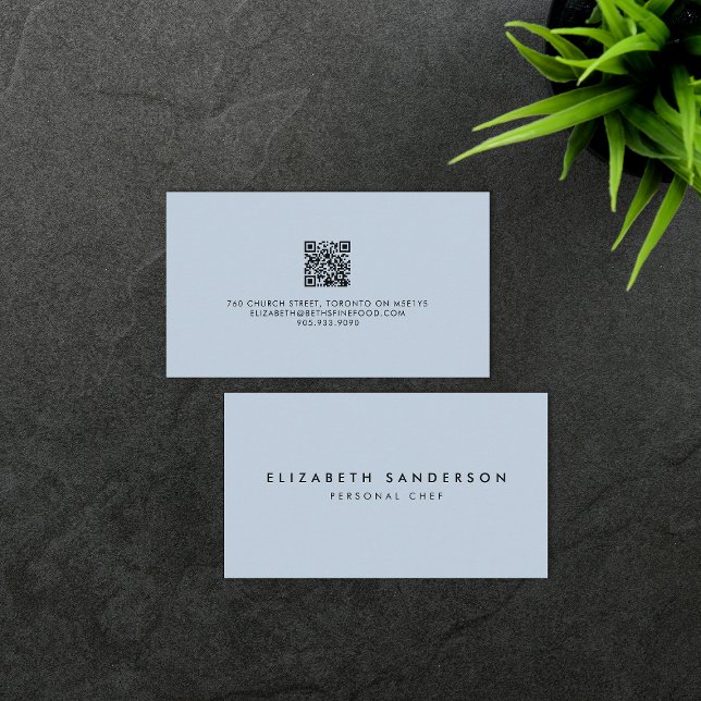 Elegant Pale Blue Luxury Minimal QR CODE Business Card (Creator Uploaded)