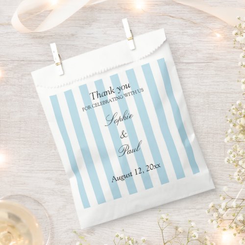 Elegant Pale Blue Stripes Wedding Favor Bags