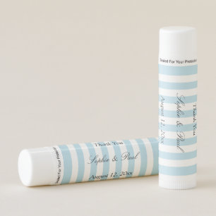 Elegant Pale Blue Stripes Wedding Favor Lip Balm