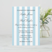 Elegant Pale Blue Stripes Wedding Invitation
