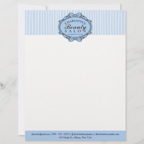 Elegant Pale Blue Vintage Frame Beauty Salon Letterhead