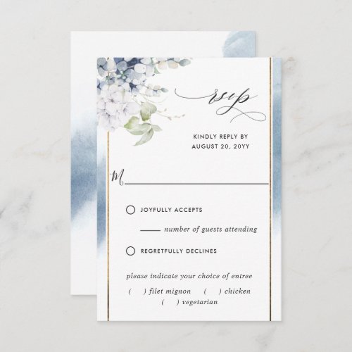 Elegant Pale Blue WithOut Meal Options Wedding RSVP Card