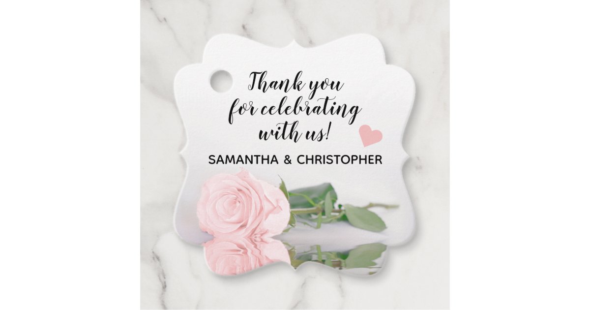 Elegant Pale Blush Pink Rose Wedding Thank You Favor Tags | Zazzle